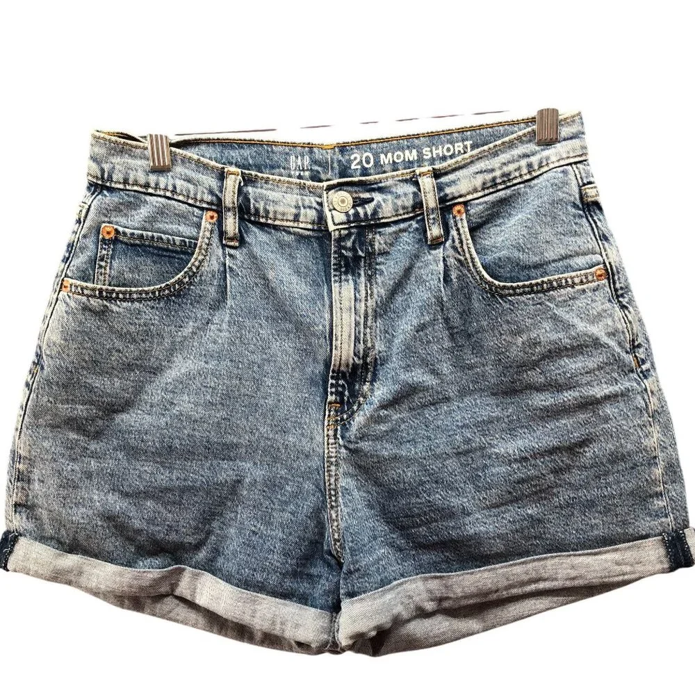 Gap Teen‎ Girls Size 20 Mom Denim Shorts High rise Blue Light Wash Roll Cuff